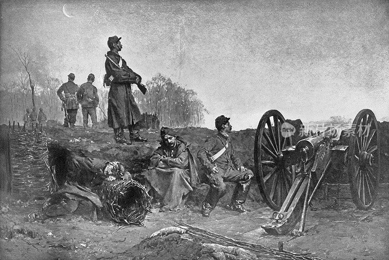 Advance Post Field Artillery/Artillerymen on Watch and at Rest War of 1870, Painting by ?tienne-Prosper Berne-Bellecour - 19th Century